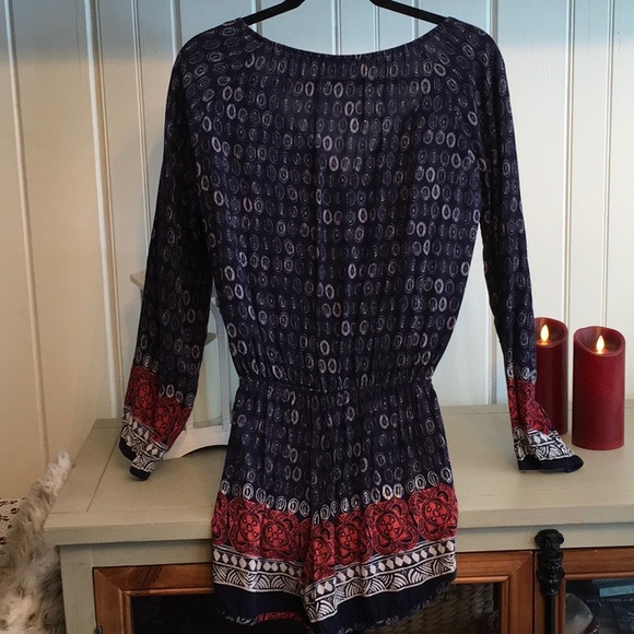 ANTHROPOLOGY LILKA ROMPER NAVY & RED - Picture 6 of 12